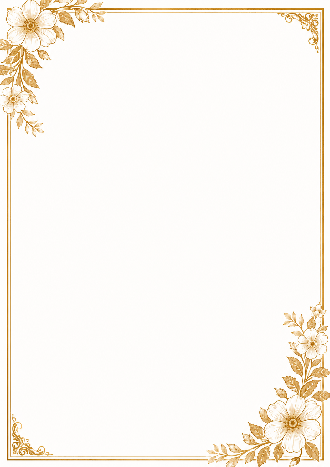 Decorative golden floral biodata template border